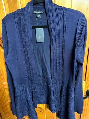 Esperanza Navy Knit Open-Front Cardigan